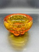 An Amber Whitefriars Bubble Ashtray