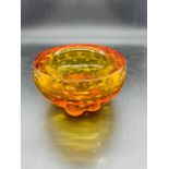 An Amber Whitefriars Bubble Ashtray