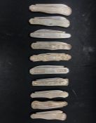 A Selection of ten silver and white metal pen knives.