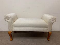 An Upholstered Window seat on cabriole legs 117 cm L x 47 cm D x 62 cm H