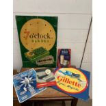 A Selection of Vintage shaving and razor blade related advertising items including Gillette.