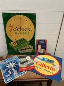 A Selection of Vintage shaving and razor blade related advertising items including Gillette.