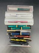 A Large selection of various ink pens, biros, pencil, various makers to include Parker.