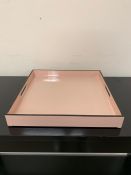 Light pink and black rim lacquered square tray