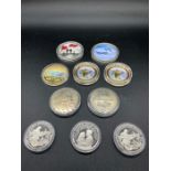 A Selection of Ten proof style coins with a military theme.