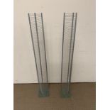 A pair of metal CD stands with glass base (H120cm)