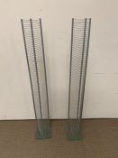 A pair of metal CD stands with glass base (H120cm)