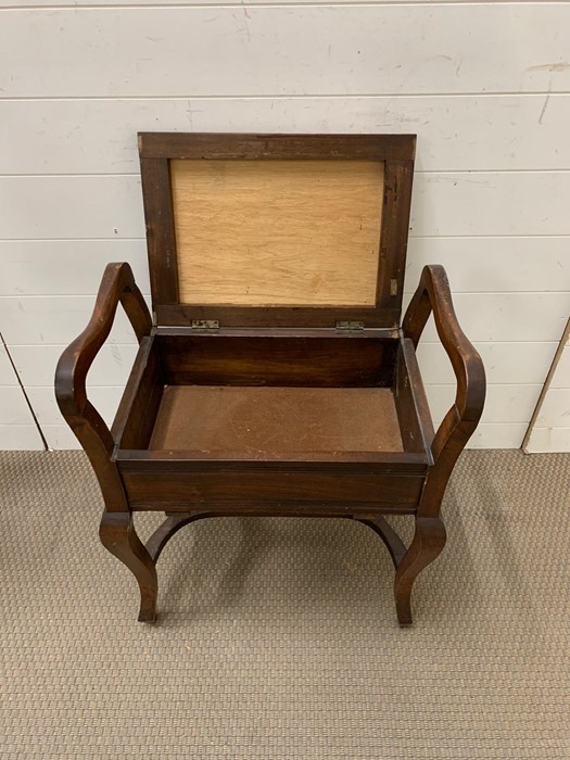 Mahogany piano stool with stretcher - Image 3 of 3