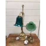 Two brass table lamps