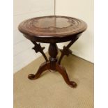 Circular carved occasional table (H60cm Dia50cm)