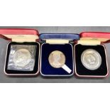 Three Cased Commemorative coins: Tercentenary of the Granting of the Royal Charter to the East India