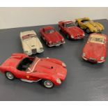 Six vintage Diecast sports cars by Burago including Ferrari, Jaguar and Mercedes
