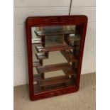 Chinese hardwood mirrored back wall display unit. The curio's cabinets measures (H72cm W47cm D9cm)