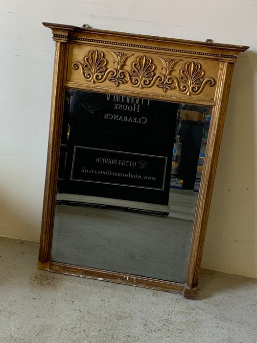 Regency giltwood mirror with floral and scrolling leaves to top with moulded sides and beads (94 - Image 4 of 5