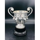 HORSE RACING INTEREST: A Silver Trophy on ebonised base, hallmarked and weight of trophy approx 410g