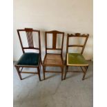 Three mahogany bedroom/dining chairs