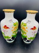 A Pair of Contemporary Chinese Cloisonne vases (26 cm H)