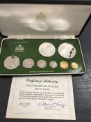 A Boxed set of 1976 Coinage of Guyana including silver coins.