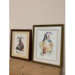 MARG HEWSON A watercolour of a chicken along with a limited edition print of a Cockerill.