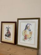 MARG HEWSON A watercolour of a chicken along with a limited edition print of a Cockerill.