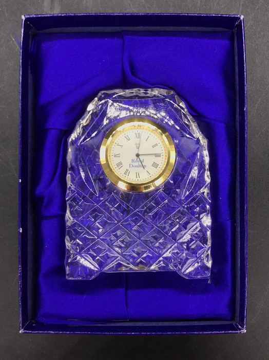 A boxed Royal Doulton crystal desk clock - Image 3 of 5