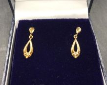 Two Pairs of 9 ct gold earrings