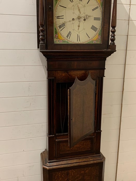 A Victorian oak longcase clock with painted Roman dial - Image 2 of 6