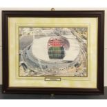 A Selection of three Football stadium framed photos to include Old Wembley, New Wembley and Stamford