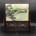 Chinese silk in box with stand