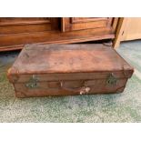 Vintage leather travel suitcase