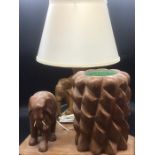 Elephant themed wooden lamp base and planter