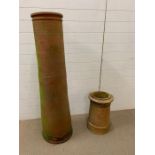 Two Victorian terracotta chimney pots