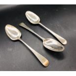 Three Georgian hallmarked silver spoons