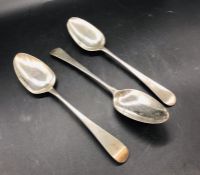 Three Georgian hallmarked silver spoons