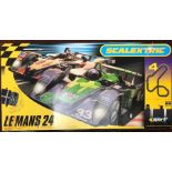 Boxed scalextric Le Mans 24, including track and cars