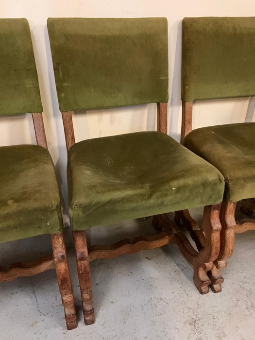 Set of four dining chairs with green upholstered backs and seat - Image 2 of 3