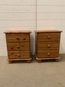 Pair of low three drawer bedside (H4cm)