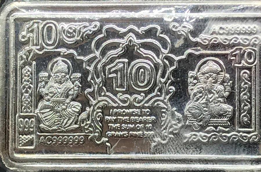 An Asian Gold coin (0.2g) and a silver bar (10g) - Image 2 of 4