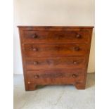A mahogany chest of drawers, with four long drawers on bracket feet (107cm x 50cm)