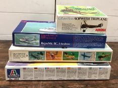 A selection of four aircraft model kits to include, Italeri Junkers JU-86, Aurora Sopwith