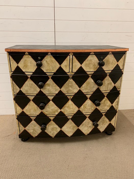 Victorian harlequin chest of drawers. H97cm W63cm L108cm