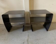 A pair of contemporary metal bedside cabinets