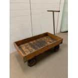 Vintage wooden warehouse trolley (100cm x 54cm)