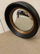 Contemporary ebony style Oban convex mirror by OKA (Diam 64cm)