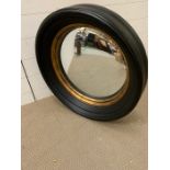 Contemporary ebony style Oban convex mirror by OKA (Diam 64cm)