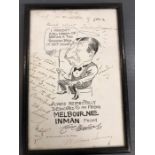 Billiards: Melbourne Inman signed cartoon.