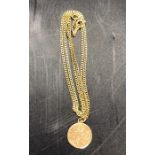 A 9 ct yellow gold chain and pendant (5.4g)