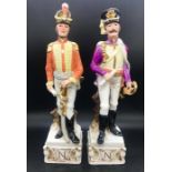 Two Capodimonte Soldiers China Figures.