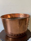 Large Copper riveted pot (H33cm Dia 50cm)