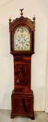 A Victorian mahogany longcase clock, the eight day movement with rolling moon phase and brass orbs